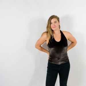 🌻 90s MOOD Vintage Purple Velvet Halter Top